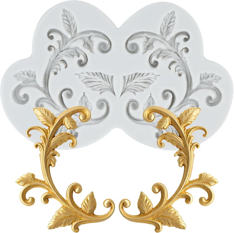 TAOXIBEI Baroque Curlicues Scroll Lace Silicone Molds Leaf Vine Polymer Clay Mold for DIY Crafts Epoxy Resin Casting Air Dry Polymer Clay Plaster Jewelry Making - Image 1